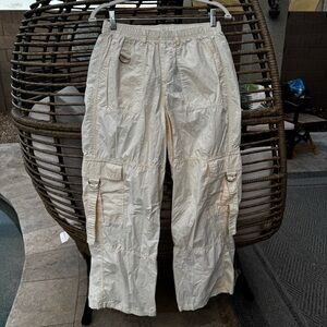 Wild Fable Off White/Light Cream Wide Leg Cargo Pants Small Streetwear Baggy NWT
